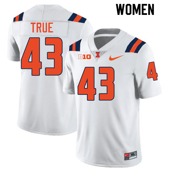 Women #43 Nick True Illinois Fighting Illini College Football Jerseys Stitched-White